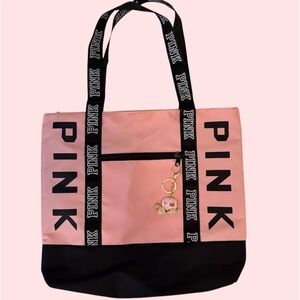 VERY nice, brand new Pink Tote Bag with Black Accents.